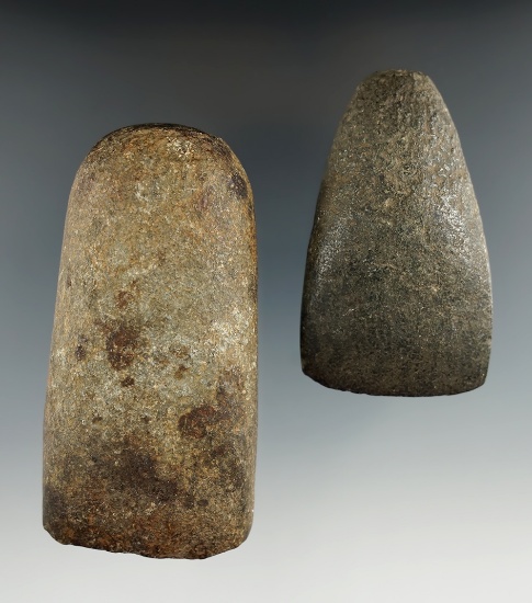 Pair of hardstone Celts found in Ohio, largest is 3 7/16".