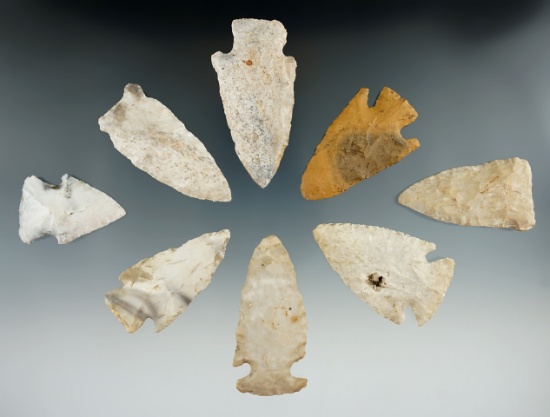 Set of 8 assorted Midwest points, largest is 2 5/8".