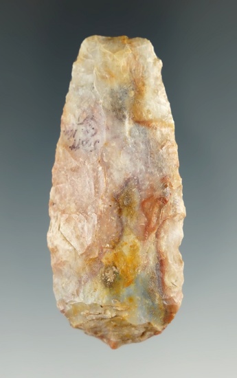 2 13/16" colorful Boyles chert tool with a graver tip found in Scott Co., Kentucky.