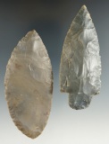 Pair of hornstone Knives found in southern Ohio, largest is 3 3/8
