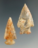 Pair of West Texas arrow points made from beautiful material. Largest is 1 1/2