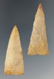 Pair of Mississippian triangle points found in Kentucky, largest is 1 11/16