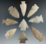 Nine assorted Ohio points, largest is 2 1/8