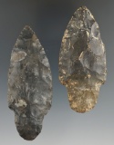 Two very nice early Adena Points made from Coshocton Flint.  Found in Wood Co., Ohio.