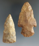 Two Hopewell Woodland Flints found in Ohio.  Largest is 2 7/8