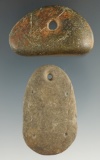 Pair of drilled pebble pendant found in Ohio, largest is 1 15/16