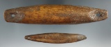 Pair of Inuit line separators made from bone found in Alaska, largest is 6 1/4