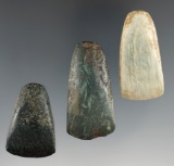 Set of three miniature nicely polished pre-Columbian Celts found in Mesoamerica. Largest is 2