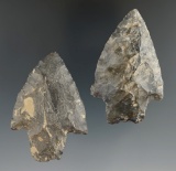 Two early Archaic Points made from Nellie Chert and Coshocton Flint. Found in Williams Co., Ohio.