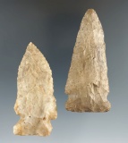 Two Archaic Point types, one Kirk and one Side Notch. Both found in Ohio. Largest is 2 7/8