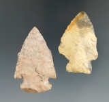 Two Flint Ridge Nethers Pentagonal Points. One is pink and one is black and cream.  Ohio.