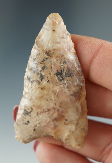 2 1/16" Atlatl Valley Triangular Knife made from tan Jasper. Found near the Columbia River, OR.