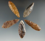 Five Cascade Leaf Blades made from Agate. Longest is 2 1/4