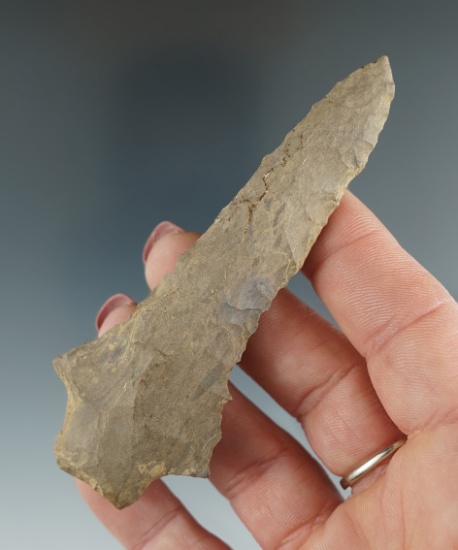 3 3/4" Dover Flint Stemmed Archaic Knife found in Mercer Co.,Kentucky.