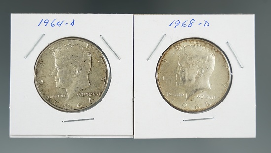 1964-D, & 1968-D Kennedy Half Dollars