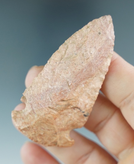 2 1/2" Grand made from pink Burlington Chert, found in Missouri. Comes with a Davis COA.