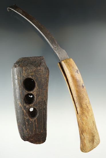 Pair of Inuit artifacts including a 4 1/4" fire-starter made from whalebone.