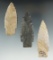 Set of 3 Ohio Paleo Stemmed Lanceolate Points found in Miami Co., Ohio.