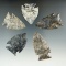 Set of 5 Intrusive Mound Points found in Richland Co., Ohio. Ex. Jack Hooks Collection.