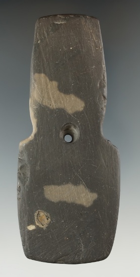 4 3/8" Hopewell Shovel Pendant made from Slate with "worm tracks". Found in Morrow Co., Ohio.