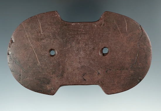 4 7/16" Early Woodland Indented Gorget -excellent engravings on surface, found in Butler Co., Ohio.