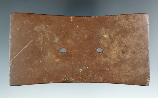 4 3/4" Adena Bi-Concave Gorget - red Slate found in Medina Co., Ohio. Pictured in Ancient Ohioans