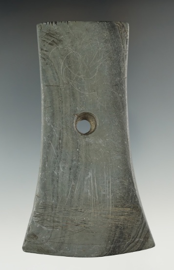 4 9/16" Adena Bell Pendant that is tallied and engraved found in Mercer Co., Pennsylvania. Pictured!