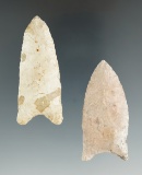 Pair of Paleo Clovis Points found in Ohio. Largest is 2 7/8