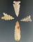 Set of four nicely serrated arrowheads, 3 have COAs. Largest is 1 1/4