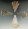 Set of four nice Texas arrowheads, largest is 2 3/8