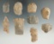 Set of nine pre-Columbian pottery heads found in Mexico. Largest is 1 7/8