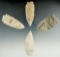 Set of four Intrusive Mound points found in Ohio and Michigan, largest is 2 1/2