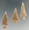 Excellent group! Set of three beautifully made Texas arrow points, largest is 1 1/4