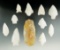 Set of 10 Assorted quartz arrowheads and a quartz Celt found in Kentucky and Tennessee.