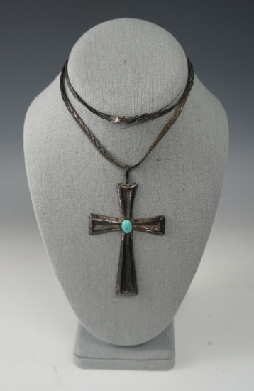 Vintage necklace with a 3 3/8" tall cross.