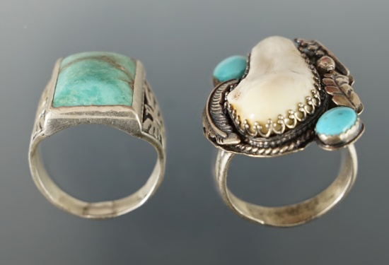 vintage Southwestern jewelry: 2 rings, both are size 11 1/2 and have the initials  "HMM"  engraved