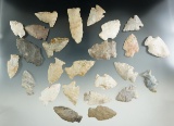 Group of 25 Upper Mercer Flint Arrowheads, found by Amish in Holmes and Wayne Co., Ohio.