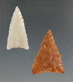 Pair of triangle points - 1 found near the Columbia River, Oregon and 1 found in Arizona.