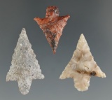 Set of three nicely made Columbia River gem points from the collection of Byron Anderson.