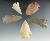 Set of five assorted Kentucky points, one has modern rechipping to the center