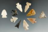 Group of 10 Assorted Southwestern US Arrowheads, largest is 1