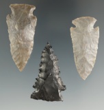 Three well styled arrowheads found in Kentucky, largest is 1 7/8