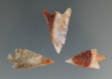 Set of three gem points found near the Columbia River. All three have a Bennett COA.