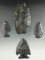 Group of 4 locally found Ashland Co., Ohio, Coshocton Flint artifacts including a Bevel and Paleo