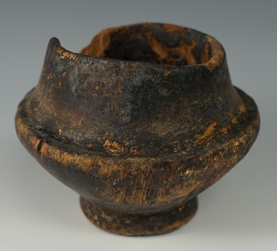 3 1/4" Tall x 3 3/4" Wide hand carved wooden jar or cup found near Crown Point, New Mexico.