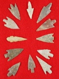 Group of 12 African Neolithic arrowheads found in the northern Sahara desert region.