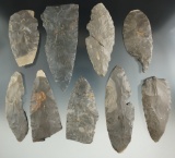 Set of nine Adena Blades which are damaged from the Lyons Cache.