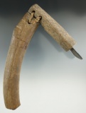 Rare! Original Inuit scraper made with a bone handle and head - original rawhide hafting.  Alaska.