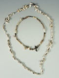 Pair of shell and stone bead necklaces. Largest is a 24