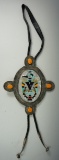 Vintage Southwestern jewelry: Large and nice Zuni multi-stone Bolo tie with a 8 1/2